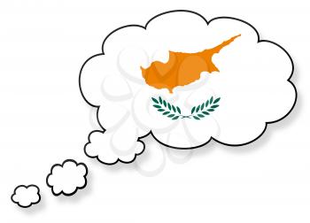 Flag in the cloud, isolated on white background, flag of Cyprus