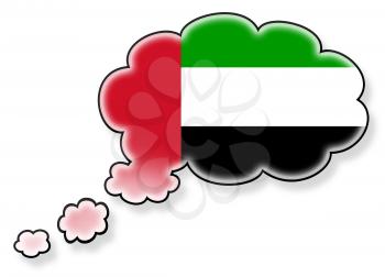 Flag in the cloud, isolated on white background, flag of the UAE