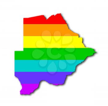 Botswana - Map, filled with a rainbow flag pattern
