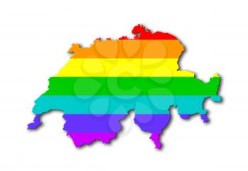 Switzerland - Map, filled with a rainbow flag pattern