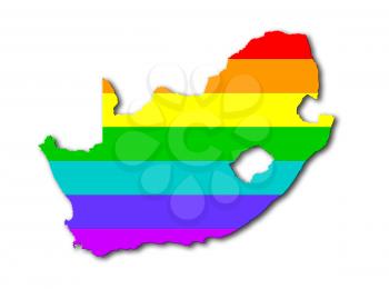 South Africa - Map, filled with a rainbow flag pattern