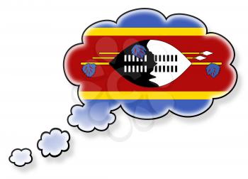 Flag in the cloud, isolated on white background, flag of Swaziland