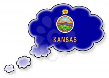 Flag in the cloud, isolated on white background, flag of Kansas