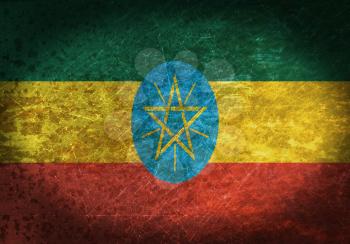 Old rusty metal sign with a flag - Ethiopia