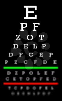 Eyesight concept - Test chart, letters getting smaller - Reasonable eyesight