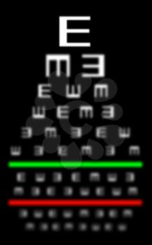 Eyesight concept - Test chart, symbols getting smaller - Bad eyesight