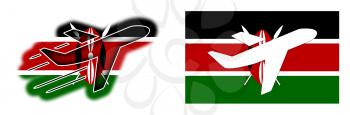 Nation flag - Airplane isolated on white - Kenya