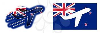 Nation flag - Airplane isolated on white - New Zealand
