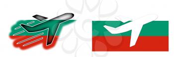 Nation flag - Airplane isolated on white - Bulgaria