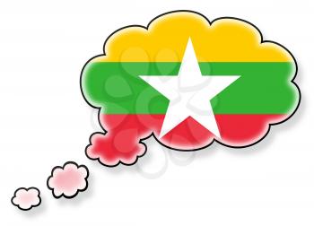 Flag in the cloud, isolated on white background, flag of Myanmar