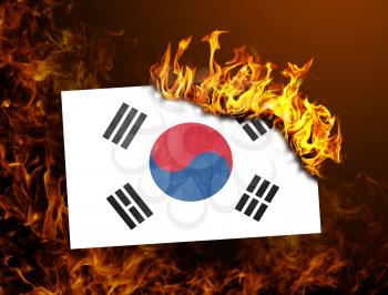 Flag burning - concept of war or crisis - South Korea