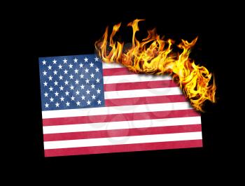 Flag burning - concept of war or crisis - USA