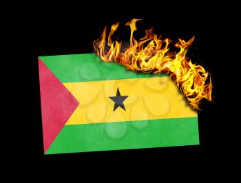 Flag burning - concept of war or crisis - Sao Tome and Principe