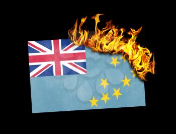 Flag burning - concept of war or crisis - Tuvalu