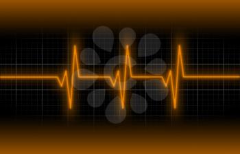 Electrocardiogram - Concept of healthcare, heartbeat shown on monitor - orange