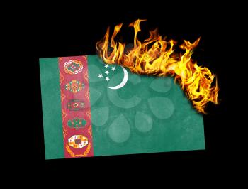 Flag burning - concept of war or crisis - Turkmenistan