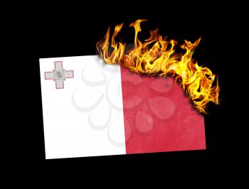 Flag burning - concept of war or crisis - Malta