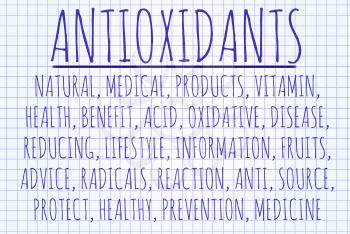 Antioxidants  word cloud written on a piece of paper