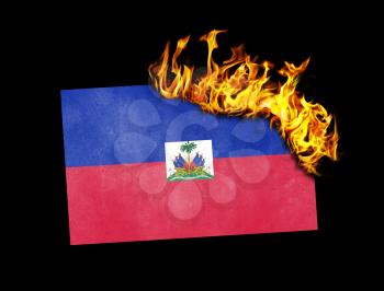 Flag burning - concept of war or crisis - Haiti