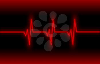 Electrocardiogram - Concept of healthcare, heartbeat shown on monitor - red