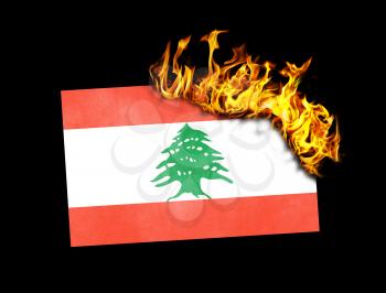 Flag burning - concept of war or crisis - Lebanon