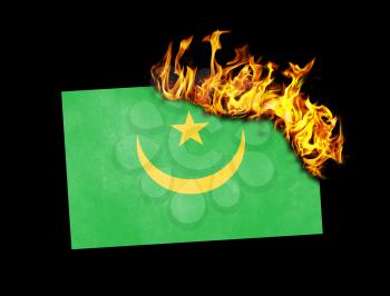 Flag burning - concept of war or crisis - Mauritania