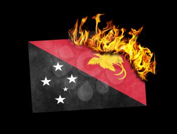 Flag burning - concept of war or crisis - Papua New Guinea