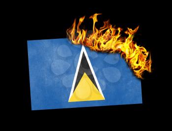 Flag burning - concept of war or crisis - Saint Lucia