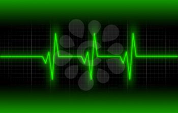 Electrocardiogram - Concept of healthcare, heartbeat shown on monitor - green