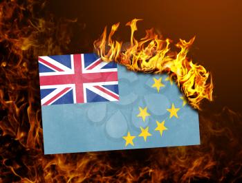 Flag burning - concept of war or crisis - Tuvalu