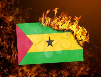 Flag burning - concept of war or crisis - Sao Tome and Principe