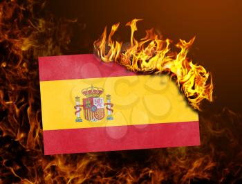 Flag burning - concept of war or crisis - Spain