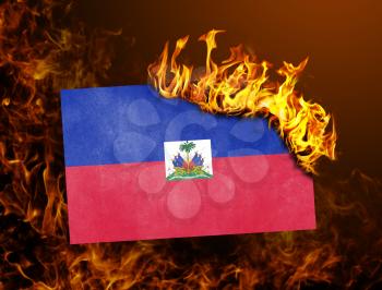 Flag burning - concept of war or crisis - Haiti