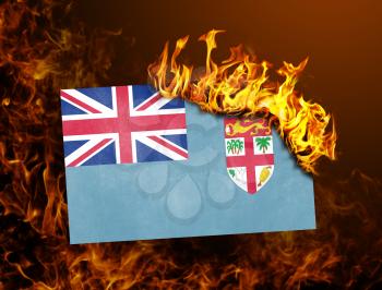 Flag burning - concept of war or crisis - Fiji