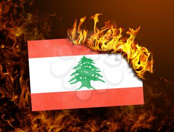 Flag burning - concept of war or crisis - Lebanon