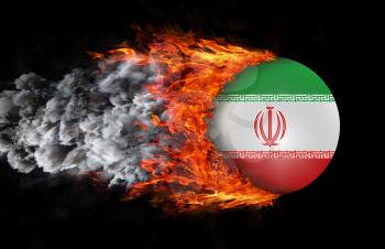 Concept of speed - Flag with a trail of fire and smoke - Iran