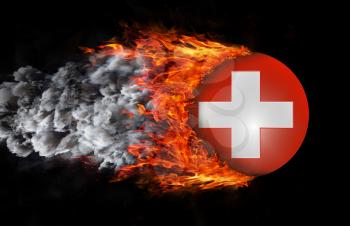 Concept of speed - Flag with a trail of fire and smoke - Switzerland
