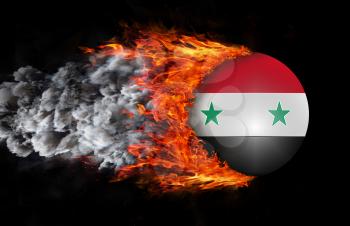 Concept of speed - Flag with a trail of fire and smoke - Syria