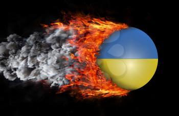 Concept of speed - Flag with a trail of fire and smoke - Ukraine