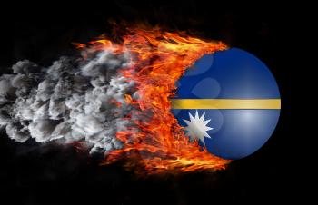 Concept of speed - Flag with a trail of fire and smoke - Nauru