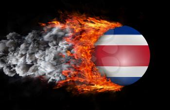 Concept of speed - Flag with a trail of fire and smoke - Costa Rica