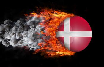 Concept of speed - Flag with a trail of fire and smoke - Denmark