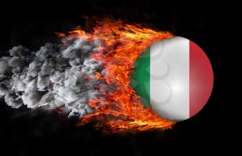 Concept of speed - Flag with a trail of fire and smoke - Italy