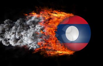 Concept of speed - Flag with a trail of fire and smoke - Laos