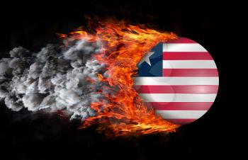 Concept of speed - Flag with a trail of fire and smoke - Liberia