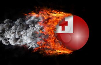 Concept of speed - Flag with a trail of fire and smoke - Tonga