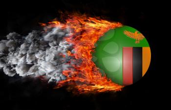 Concept of speed - Flag with a trail of fire and smoke - Zambia