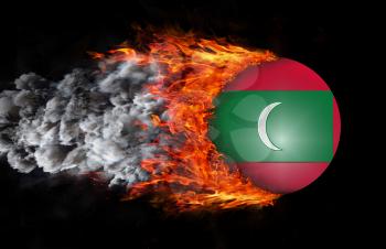 Concept of speed - Flag with a trail of fire and smoke - Maldives