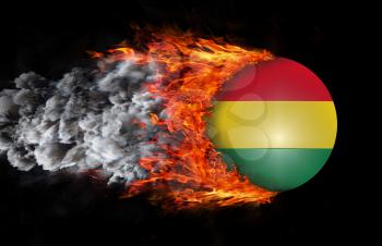 Concept of speed - Flag with a trail of fire and smoke - Bolivia