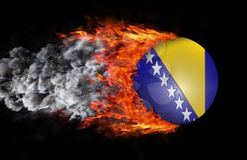 Concept of speed - Flag with a trail of fire and smoke - Bosnia